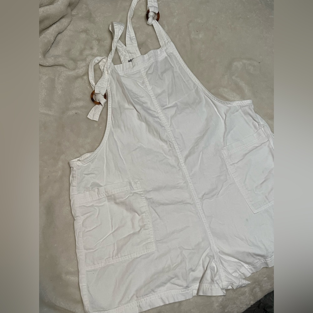 White aerie short overalls